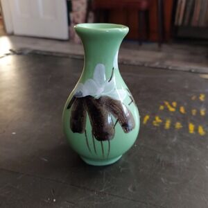 Vintage Charcon Vase Light Green  4"Ceramic Floral Bud Vase Made in Taiwan